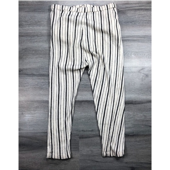 NEW ZARA WHITE CREAM STRIPED COTTON LINEN DRESS HAREM ANKLE PANTS SKINNY TROUSER - Picture 3 of 3